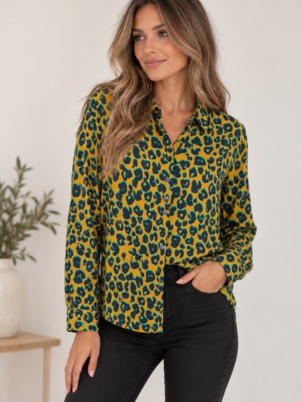Scotch & Soda Leopard Print Button-Up Blouse